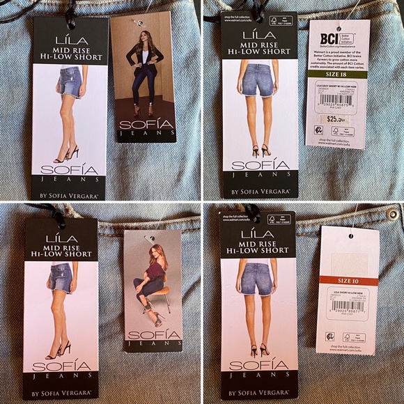 ☀️ Sofía Jeans By Sofia Vergara, Líla, Mid Rise, Hi-Low, Jean Shorts - Picture 3 of 15